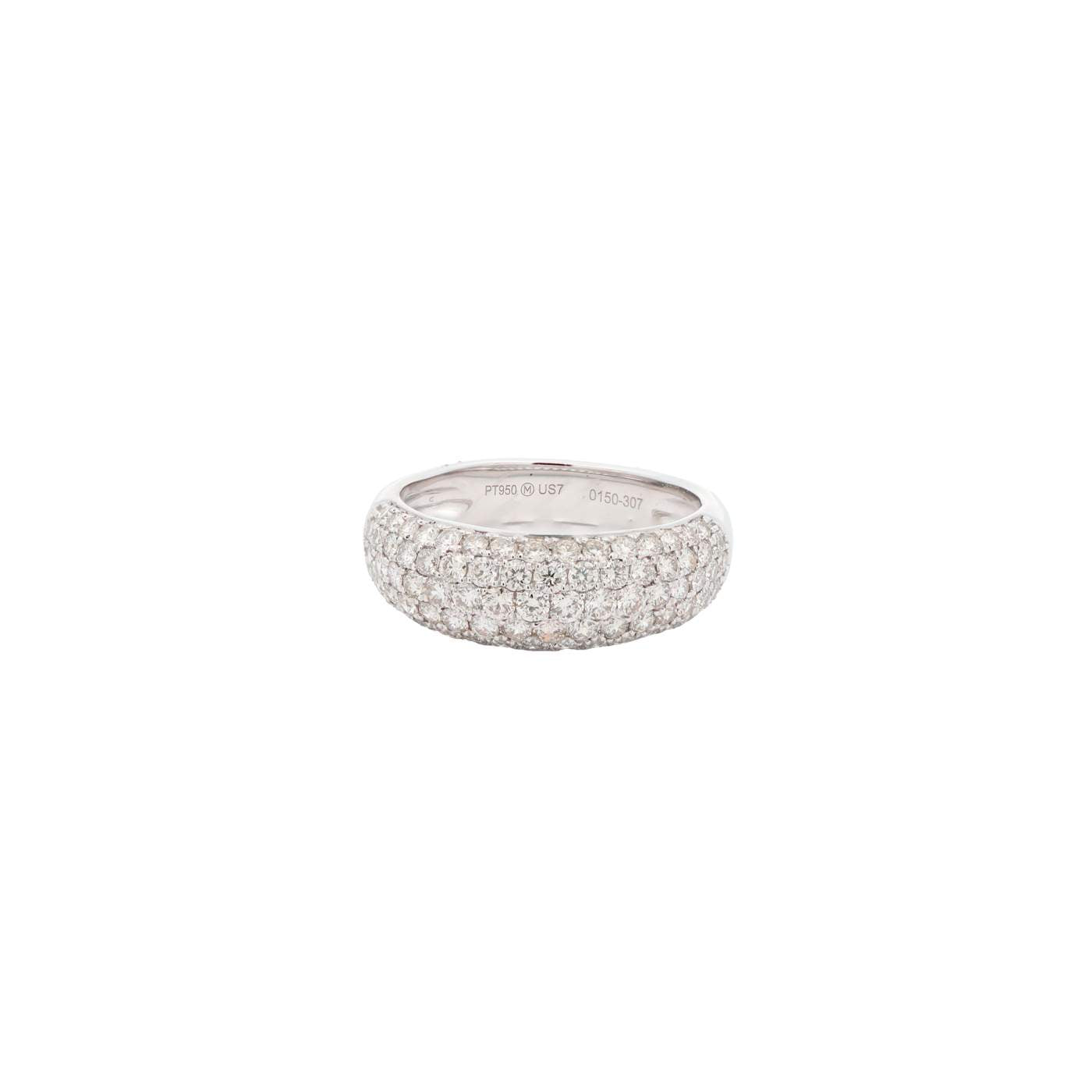 Platinum Pavé Diamond Band Ring 1.52ctw Size 7