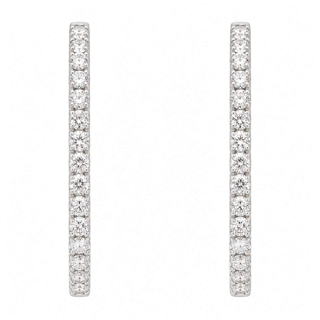 14kt White Gold Inside-Outside Diamond Huggie Earrings 2.00ctw