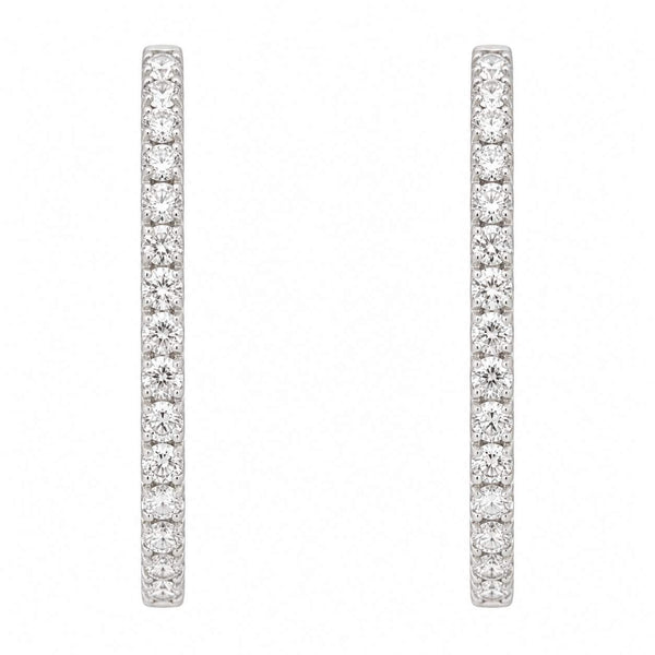 14kt White Gold Inside-Outside Diamond Huggie Earrings 2.00ctw