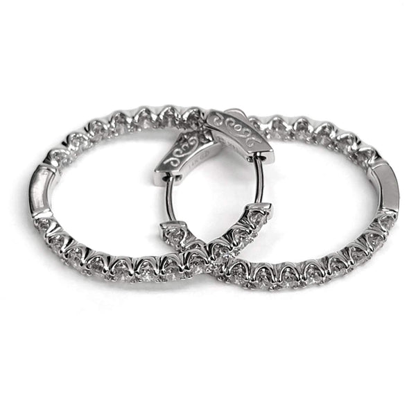 14kt White Gold Inside-Outside Diamond Huggie Earrings 2.43ctw