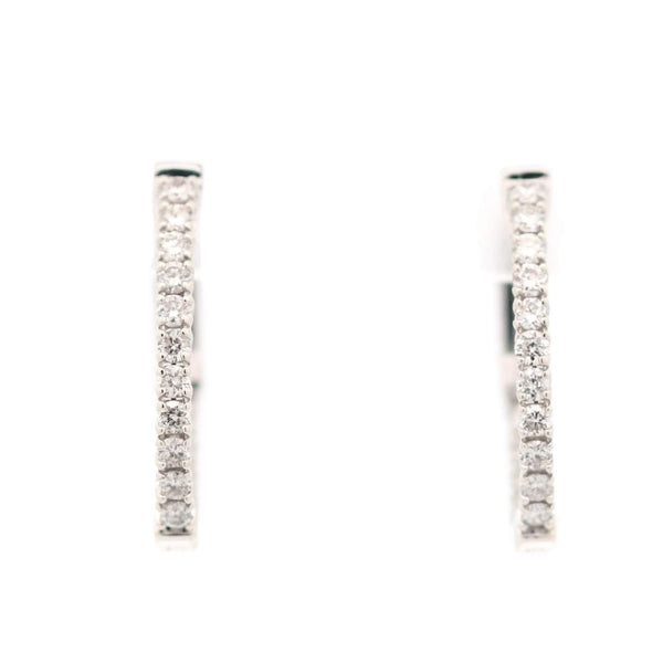 14kt White Gold Diamond Inside-Outside Huggie Earrings .75ctw