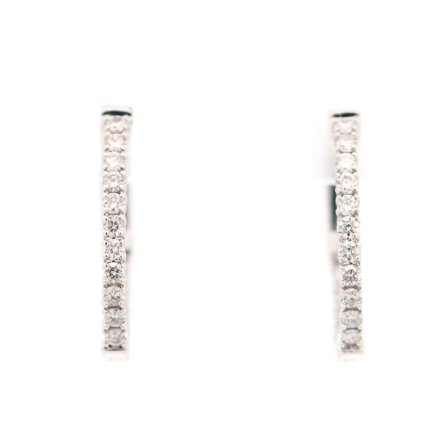 14kt White Gold Diamond Inside-Outside Huggie Earrings .75ctw