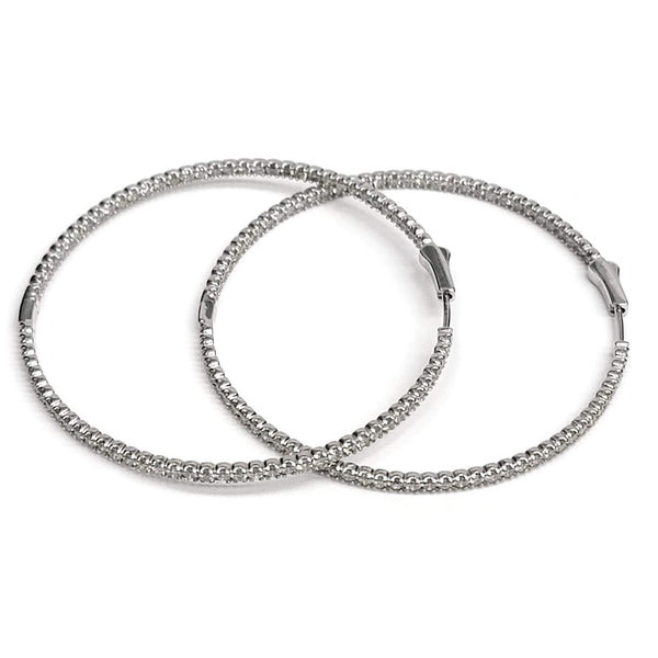 14kt White Gold Diamond Inside-Outside Hoop Earrings 4.00ctw