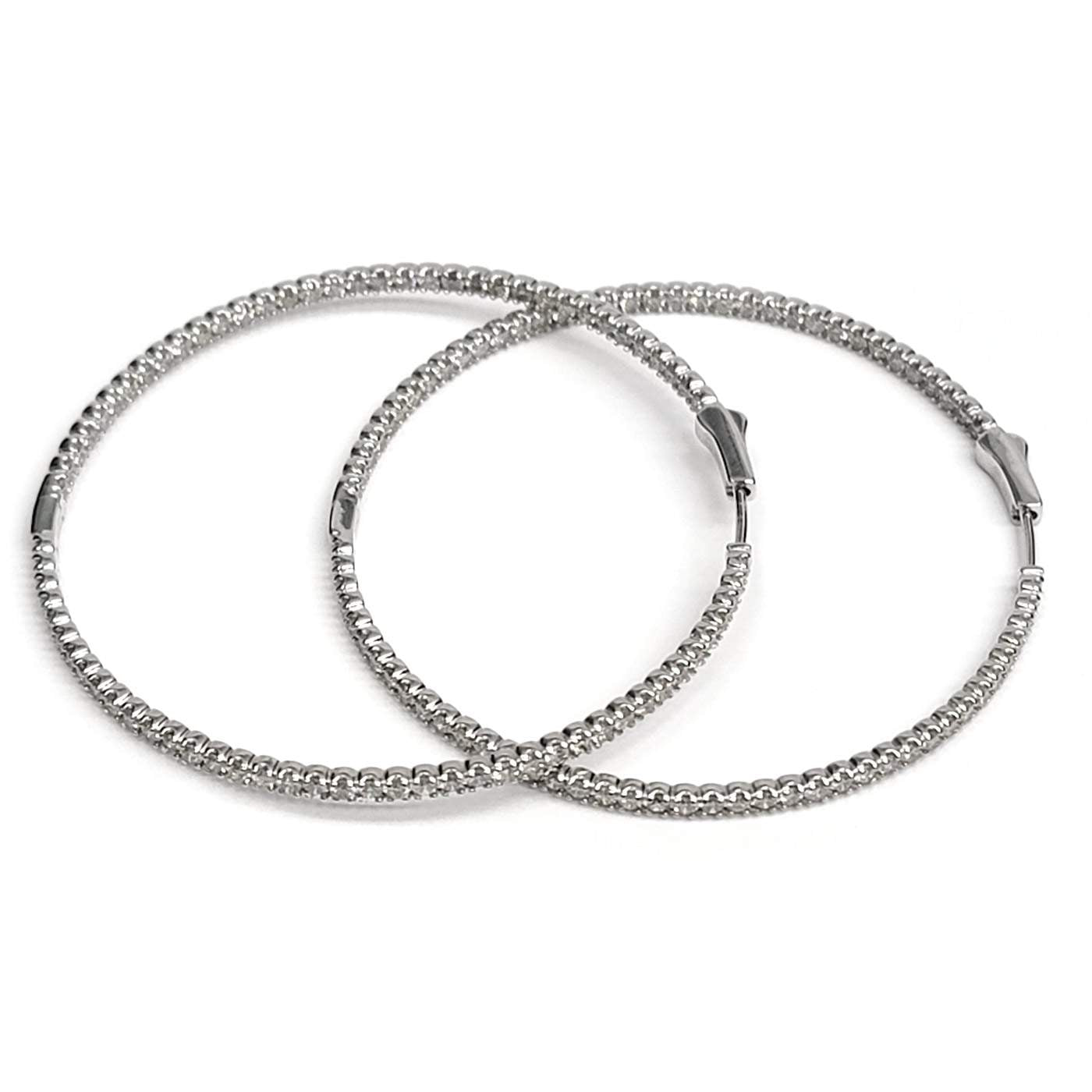 14kt White Gold Diamond Inside-Outside Hoop Earrings 4.00ctw