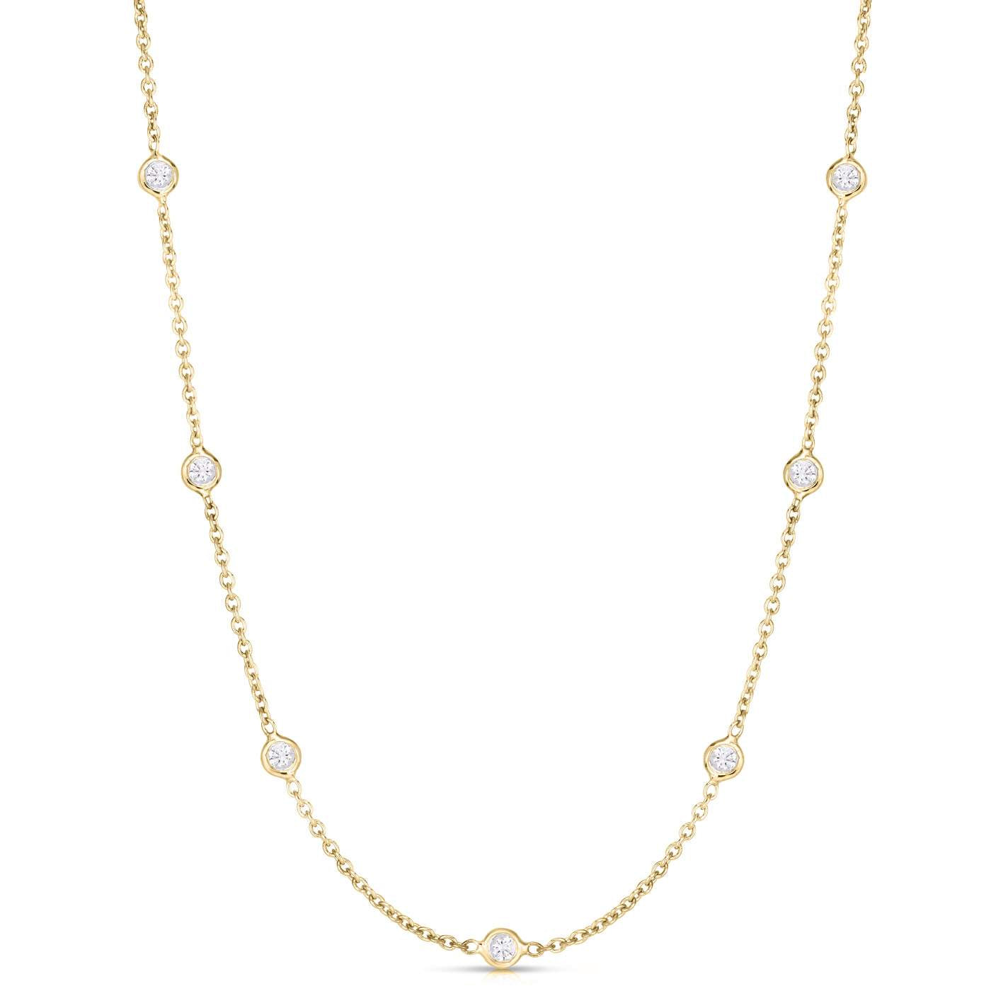 Roberto Coin 18kt Yellow Gold Diamond Bezel Station Necklace .70ctw 16"