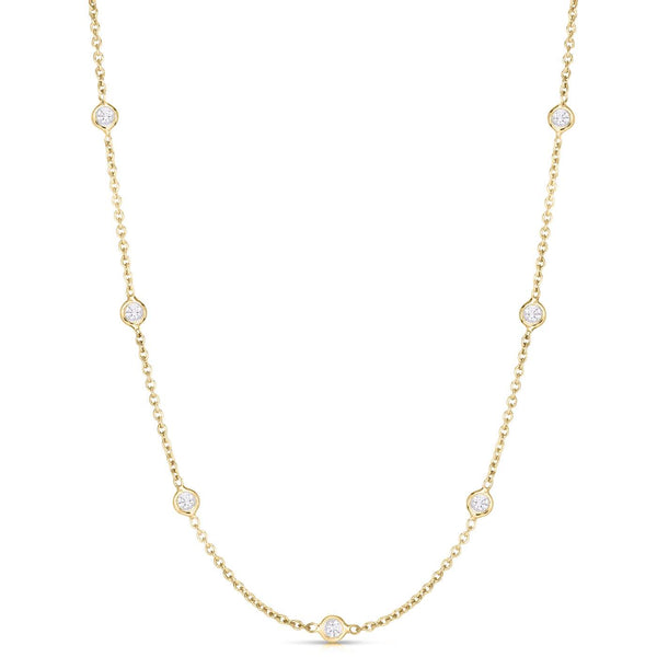 Roberto Coin 18kt Yellow Gold Diamond Bezel Station Necklace .70ctw 16"