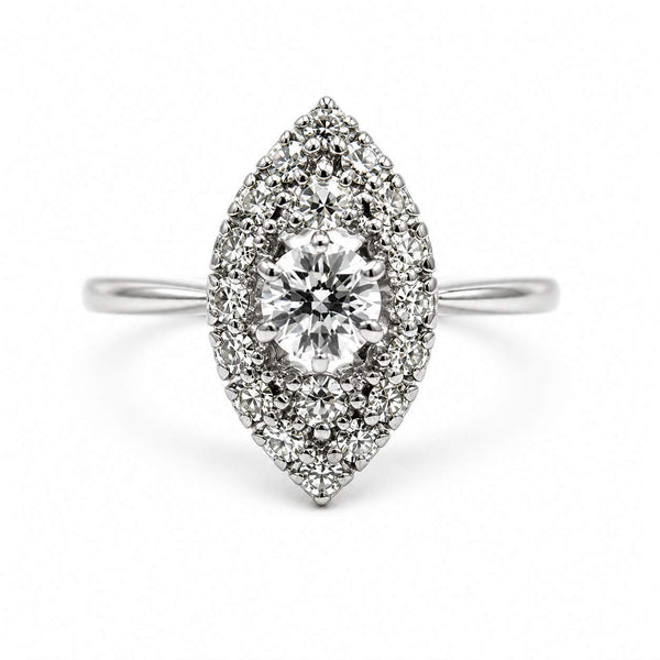 Jabel 18kt White Gold Diamond Marquise Halo Ring 0.80ctw