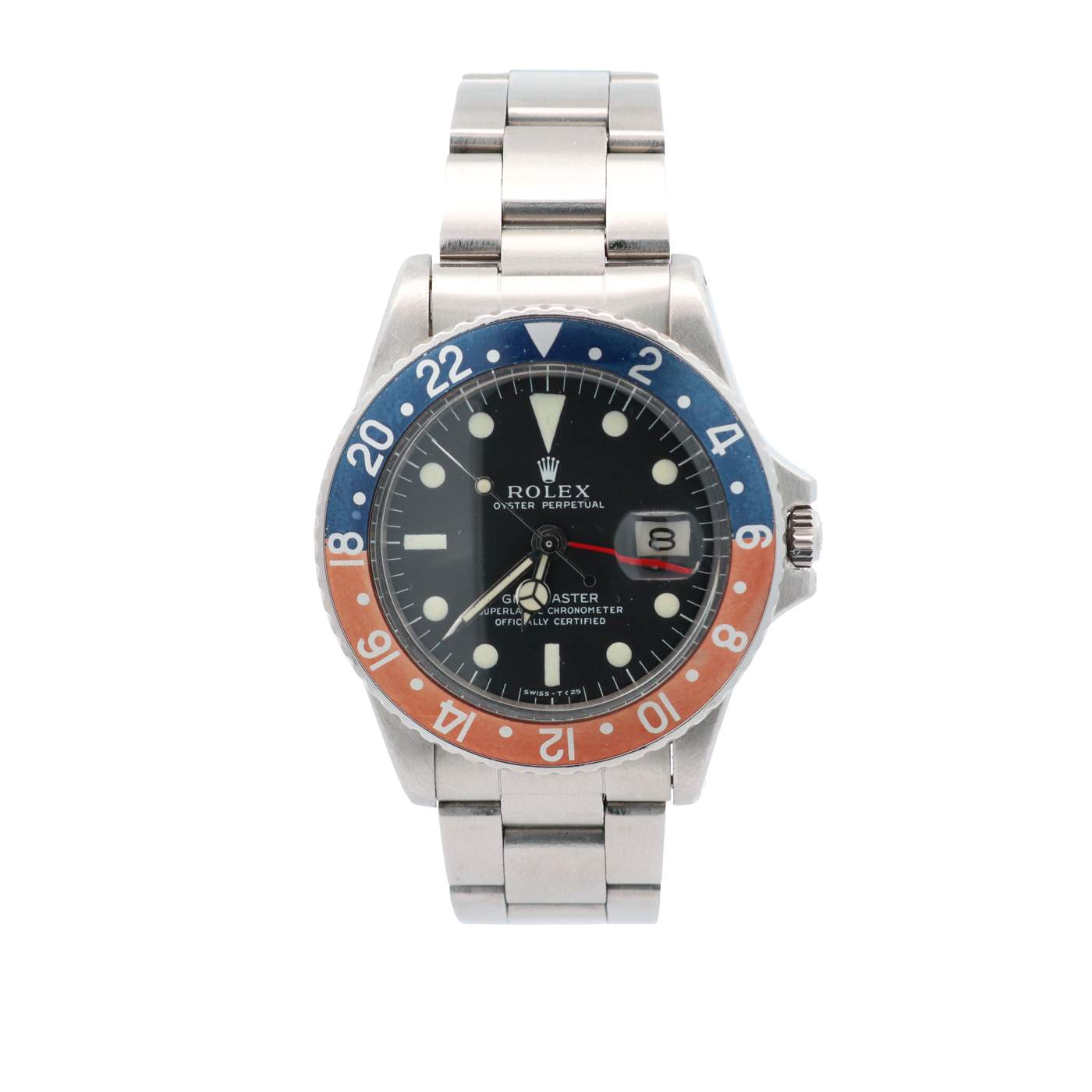 Rolex Pepsi, GMT Master,Black Matte Dial, Blue Red Bezel, Oyster Bracelet,  Circa 1965