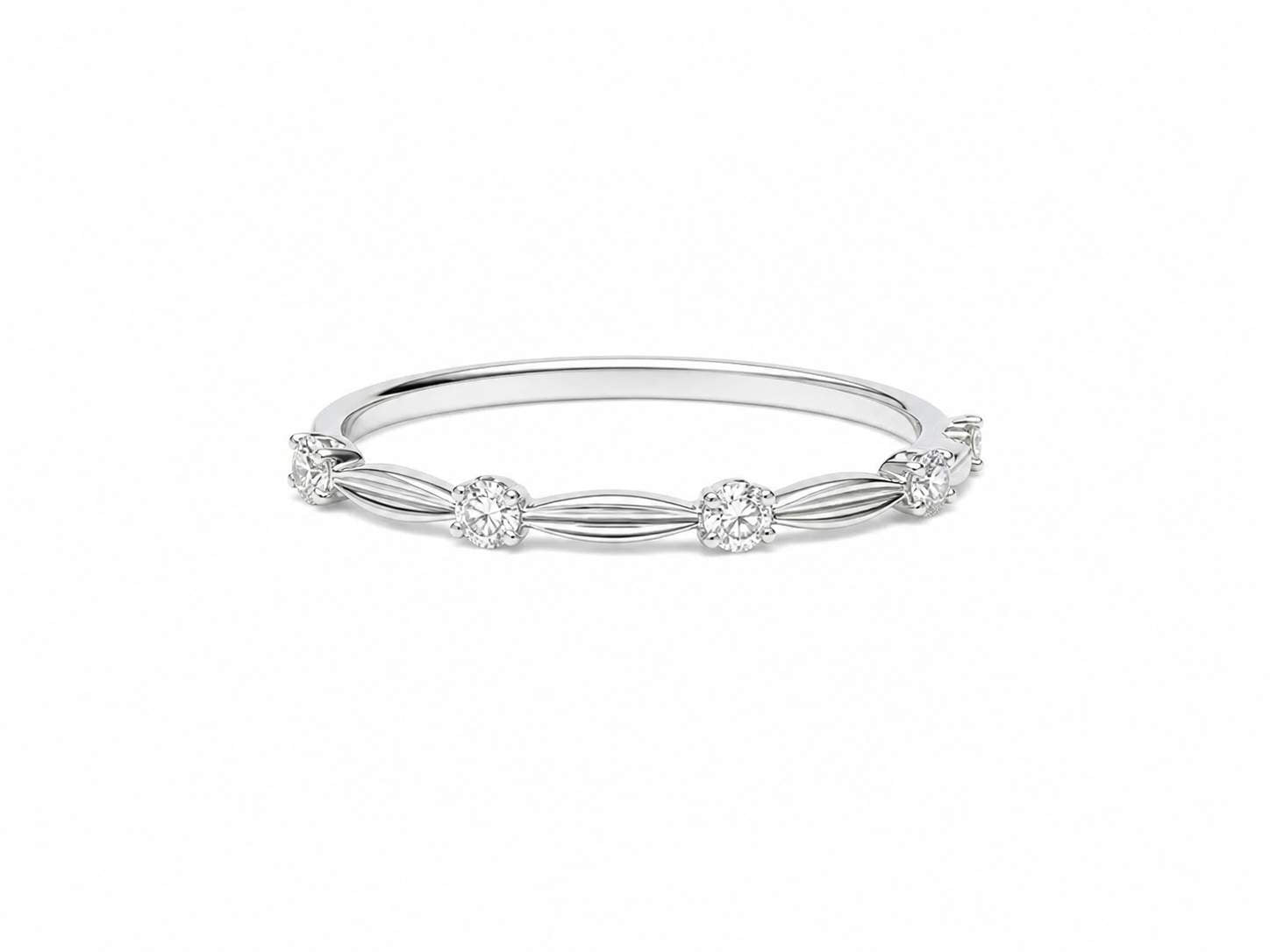 14K WG Diamond 5 Station 0.11ctw Diamond Ring