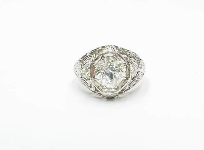Platinum Art Deco Old European Cut Diamond Ring