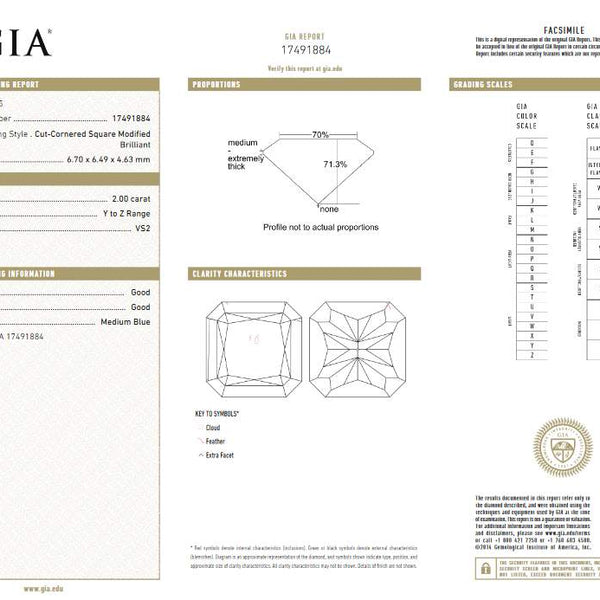 Platinum/ 18K Yellow Gold  GIA 2.00Ct Radiant GIA  YZ Diamond And ~.52Ctw Diamond Halo Ring With Split Shank Provident Jewelery