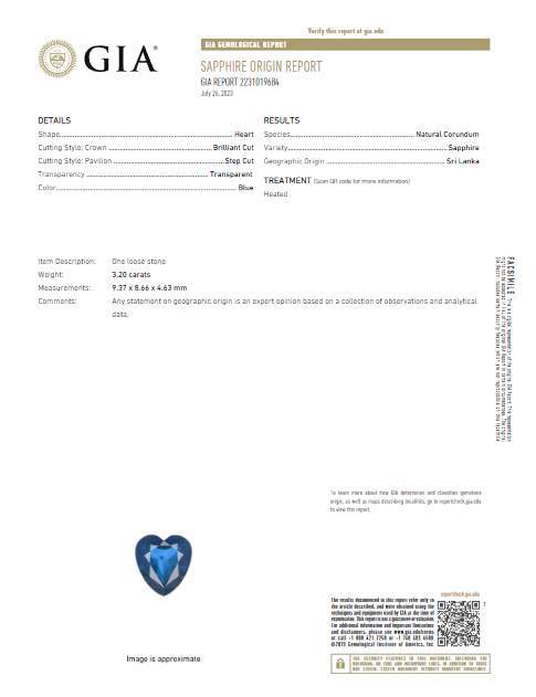 Provident Jewelry Custom Design18k White Gold Ladies 3.20ct Heart Shaped Deep Blue Sapphire (GIA  Origin: Sri Lanka/Heated)Surrounded By A Pave Halo And V mounting With ~1.08ctw (GH/VS-SI)