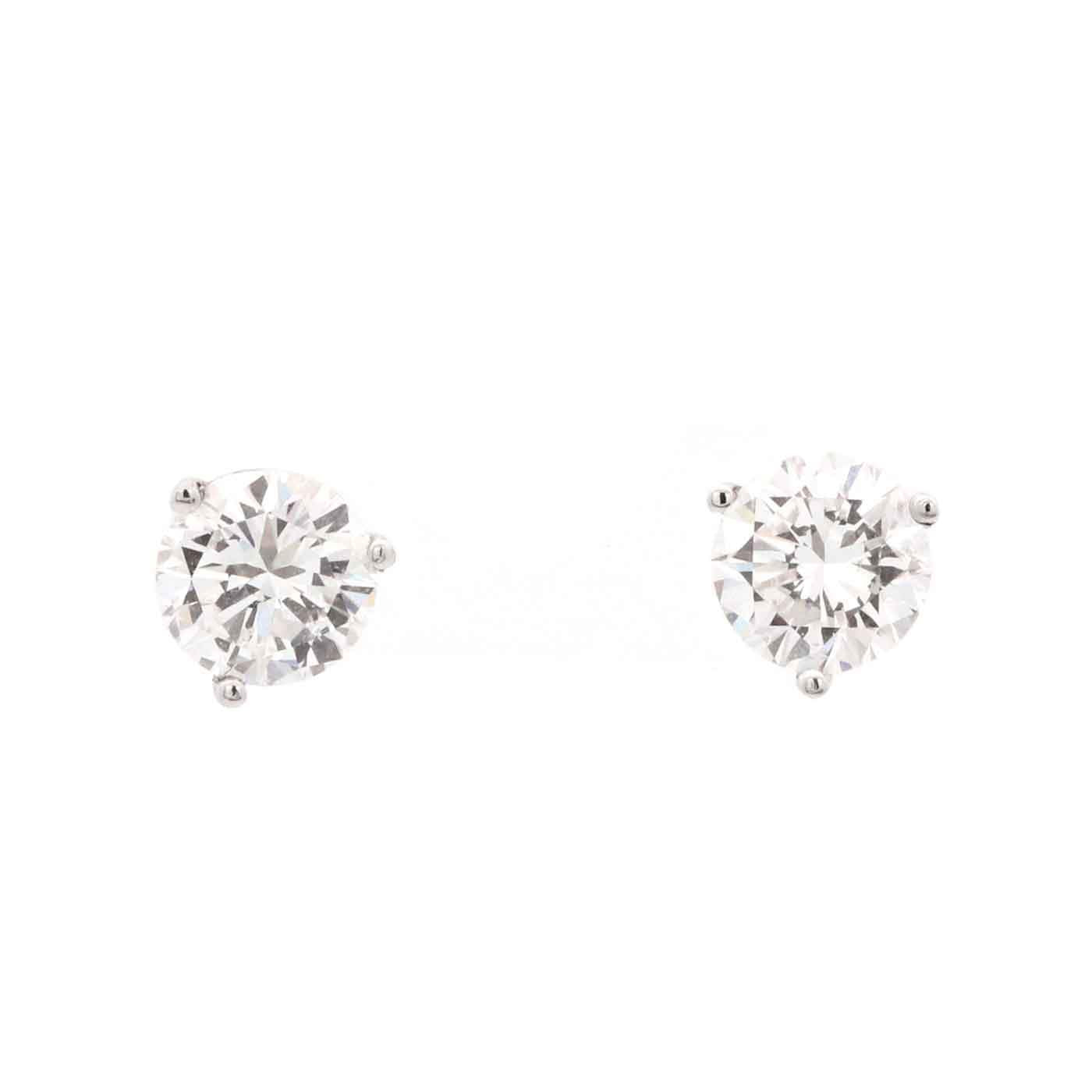 Platinum GIA 2.03ctw (1.01 (F/VVS2)  + 1.02ct (F/VVS1) Diamond Studs. Inscribed on Girdles Gia Report.