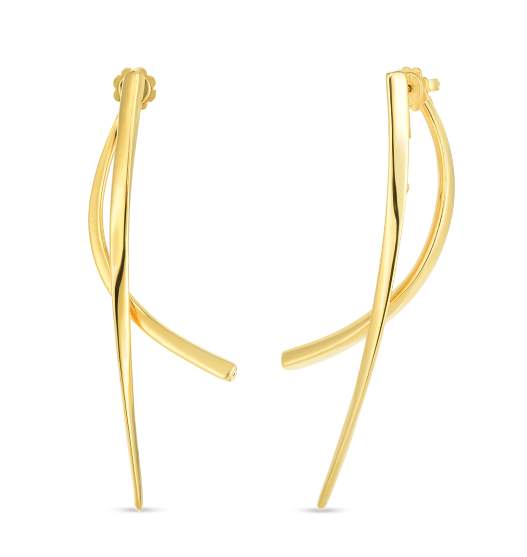 Roberto Coin 18K Designer Gold Front And Back Line Earrings