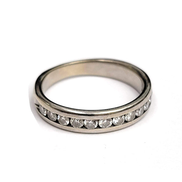 14kt White Gold Channel Set Diamond Wedding Band