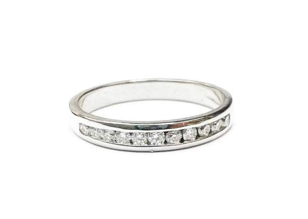 14K White Gold Diamond Channel Band