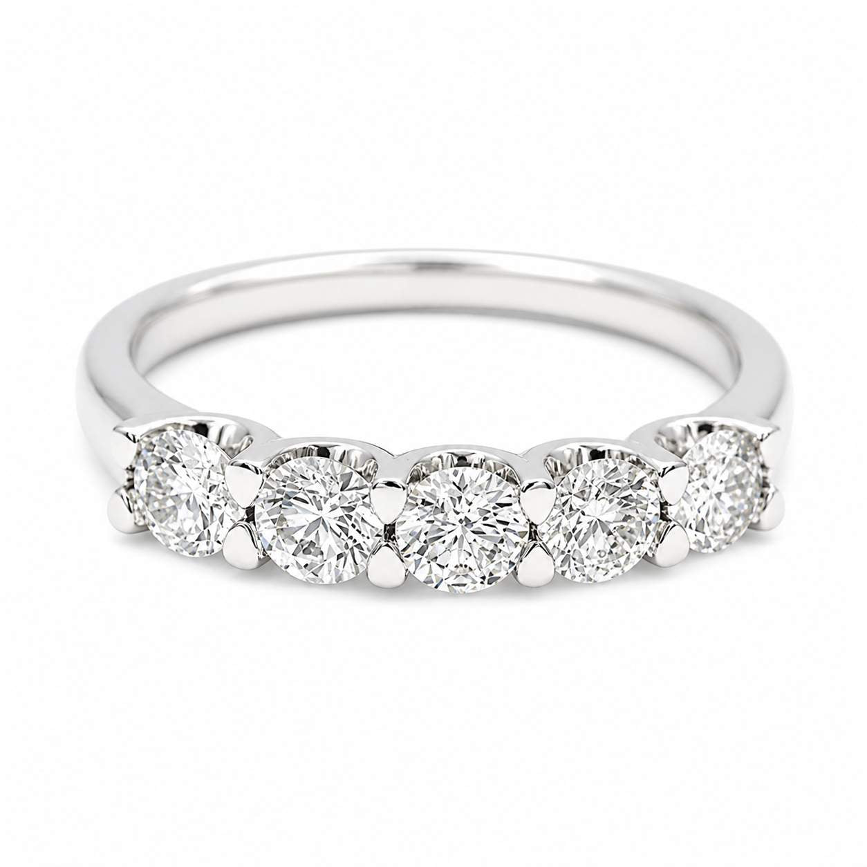 14kt White Gold Five Stone Diamond Band