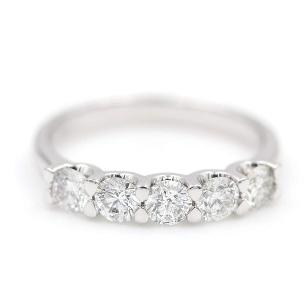 14K White Gold 5 Stone Diamond Band D=1.03Ctw Provident Jewelery