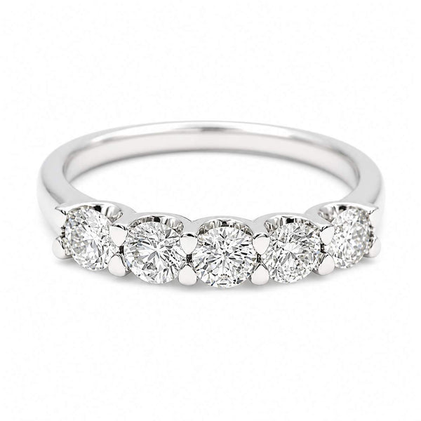 14kt White Gold Five Stone Diamond Band