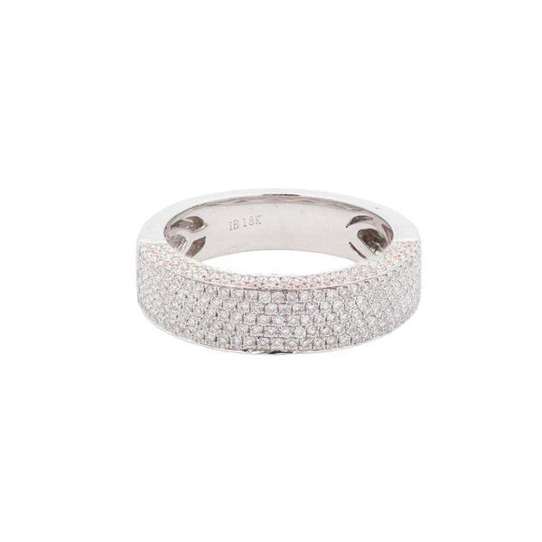 18K White Gold 9 Row Round ~1.00ctw Diamond Pave Band