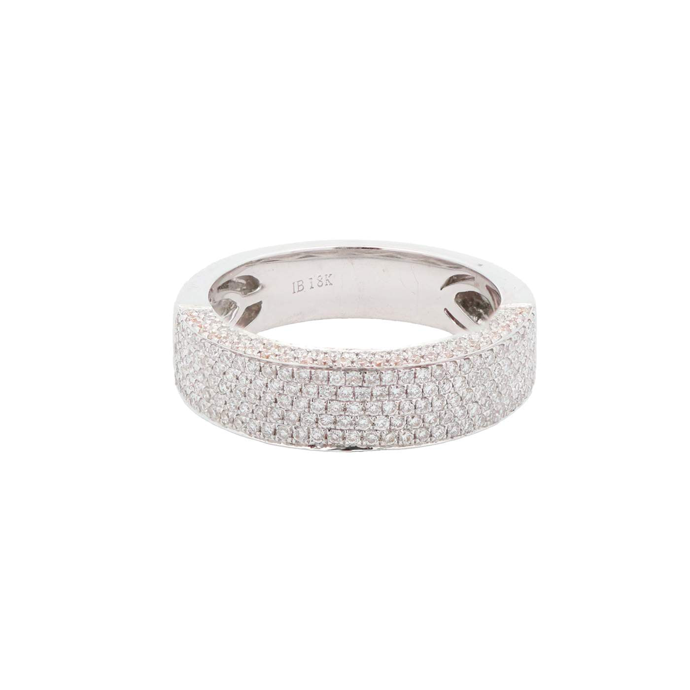 18kt White Gold Nine Row Pavé Diamond Band