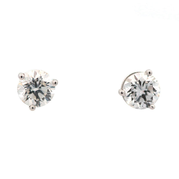 18K White Gold 1.76ctw (GIA D&G/VS2) Round Diamond Stud Earrings, Screw Backs Provident Jewelery