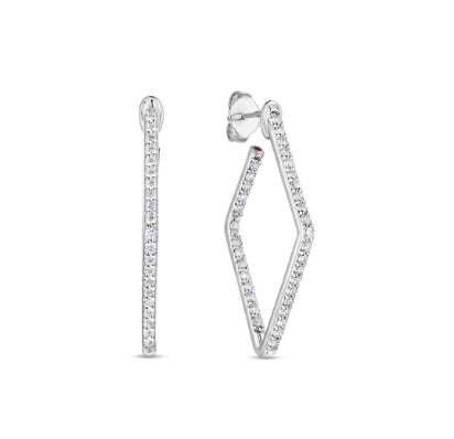 Roberto Coin 18K White Gold Classic Diamond Small Square Hoop Earrings