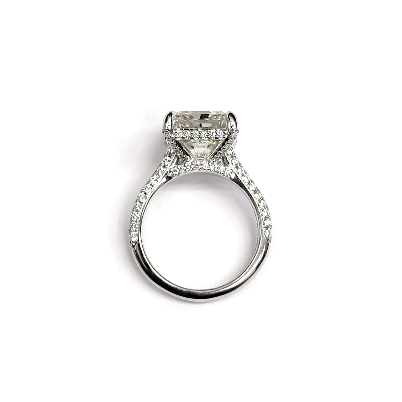 Platinum 5.91ct Radiant Cut Diamond Halo Engagement Ring GIA