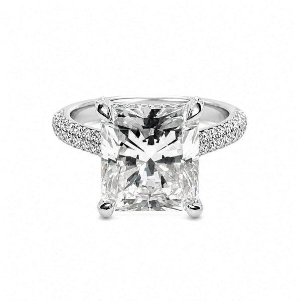 Platinum 5.91ct Radiant Cut Diamond Halo Engagement Ring GIA