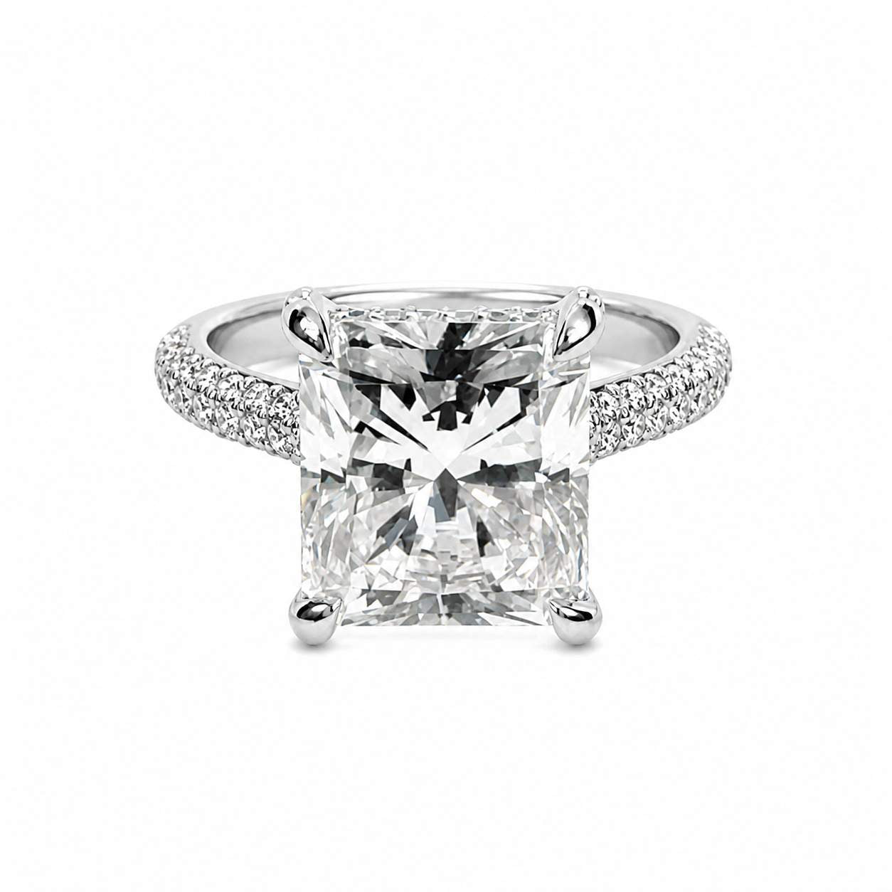 Platinum 5.91ct Radiant Cut Diamond Halo Engagement Ring GIA