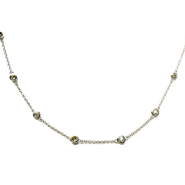 14kt White Gold 0.63ct Diamond Station Necklace