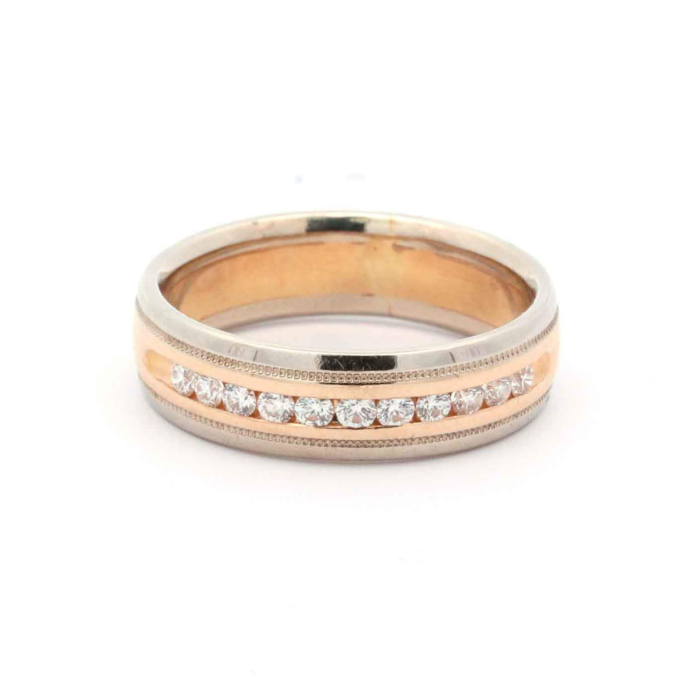 14K Yellow And White Gold Channel Set Diamond Band(Size 8)