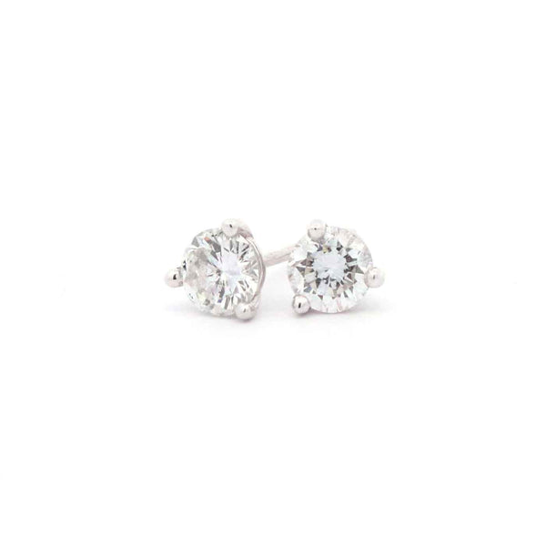 14K White Gold 0.66ctw (HI/I1) Round Brilliant Diamond Studs, Friction Post