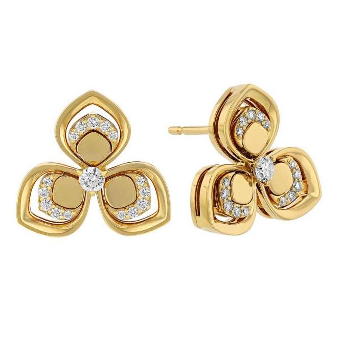 Roberto Coin 18k  Yellow Gold Petal ~0.25ctw Diamond Studs/Earrings Provident Jewelery