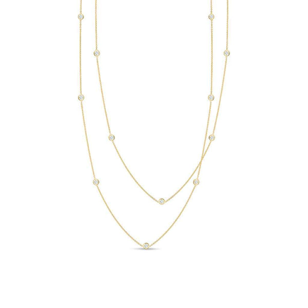 Roberto Coin 18K Yellow Gold 15 Station =~0.75ctw Diamond BY the Inch 36"Necklace