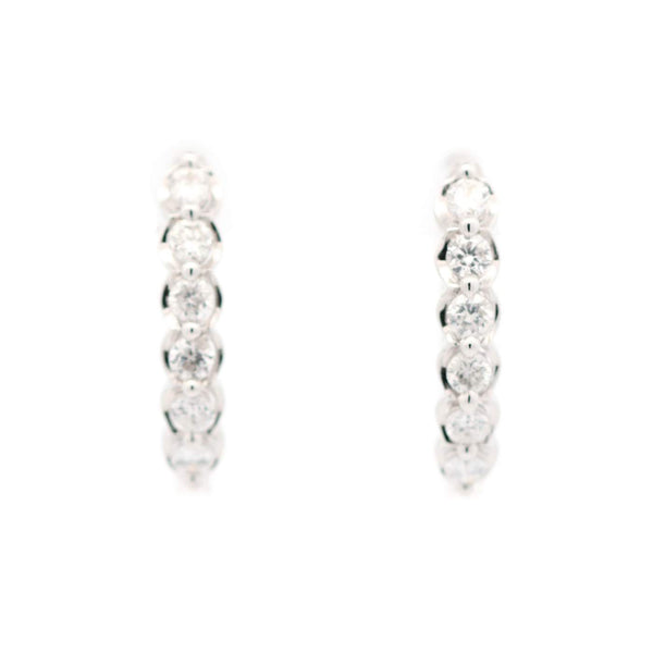 14kt White Gold 1.00ct Diamond Hoop Earrings