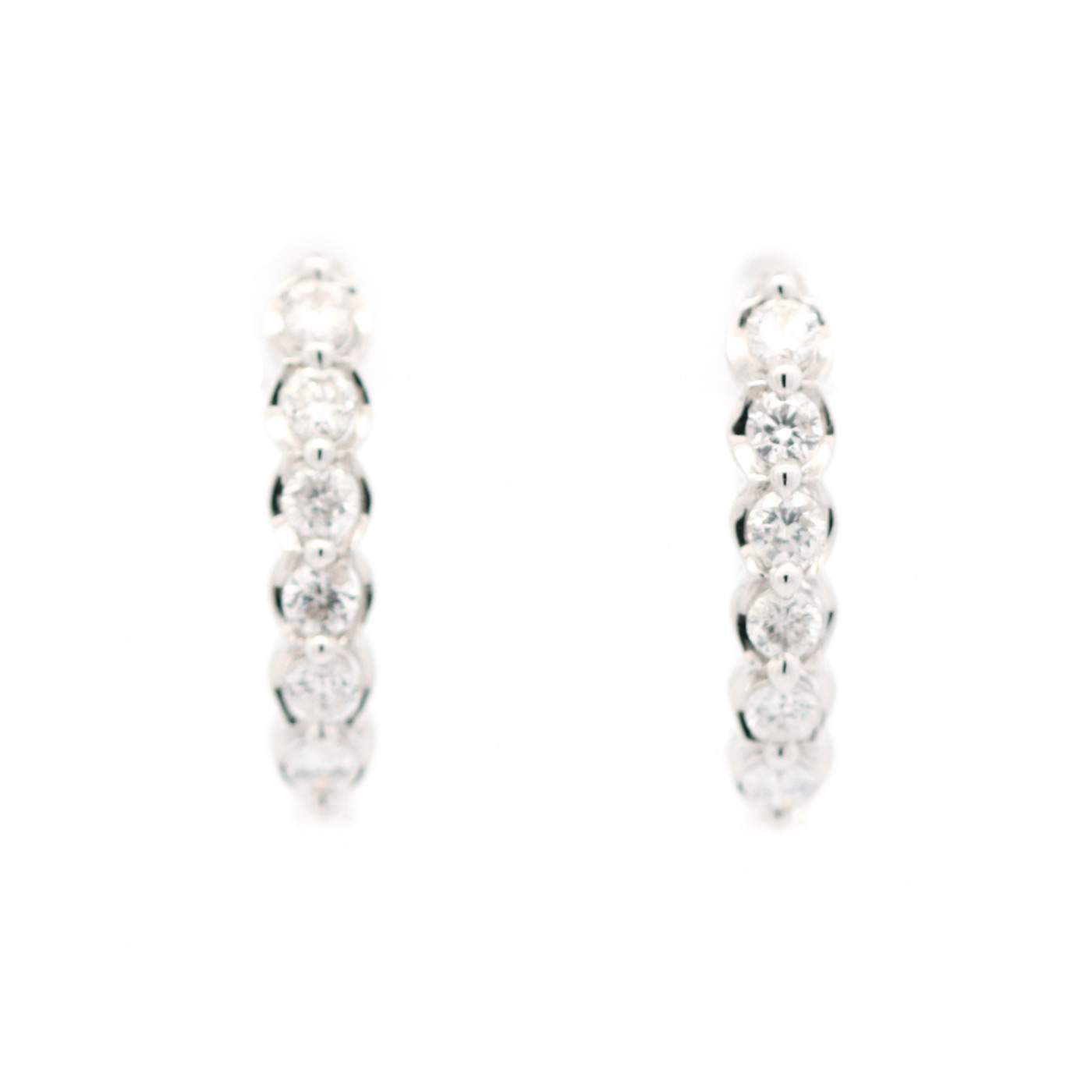 14kt White Gold 1.00ct Diamond Hoop Earrings