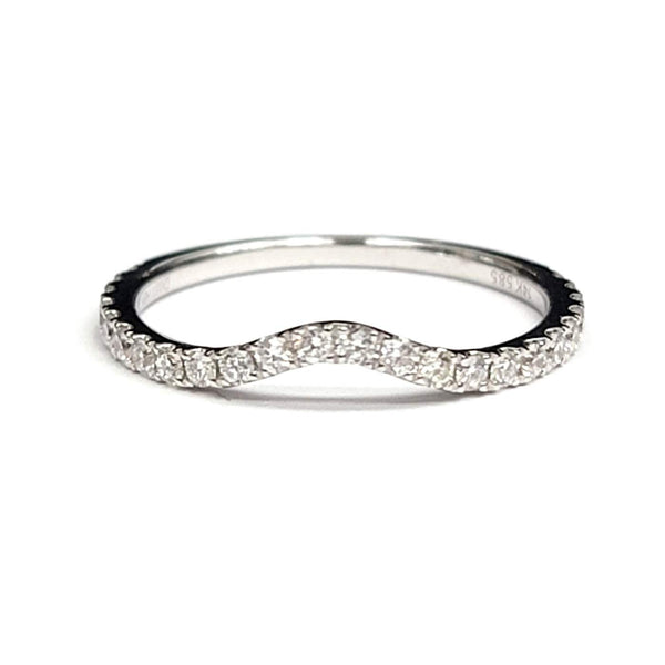 14kt White Gold Curved Diamond Wedding Band