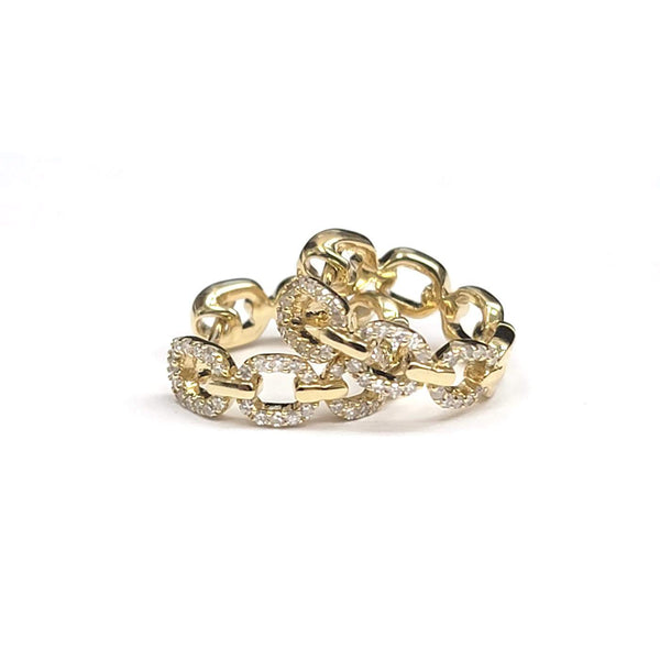 14kt Yellow Gold Diamond Chain Link Hoop Earrings