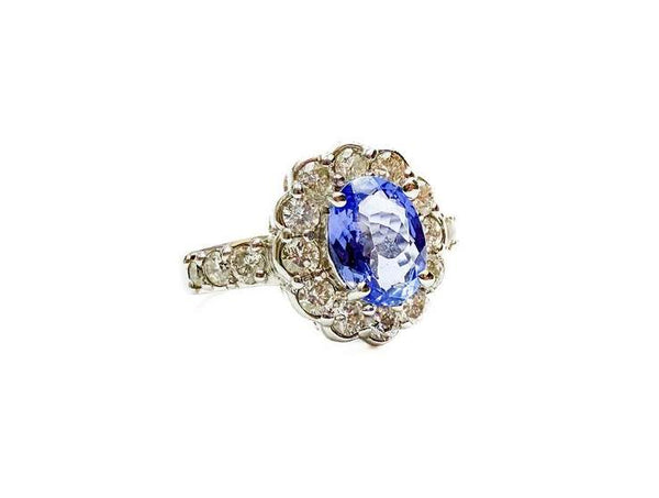 Platinum 1.35ct Tanzanite & Diamond Halo Ring