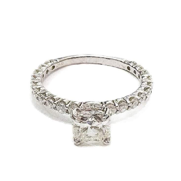 14K White Gold 1.01ct (K/VVS2 GIA) Cushion Cut Diamond Engagement Ring,48D=~.75ctw