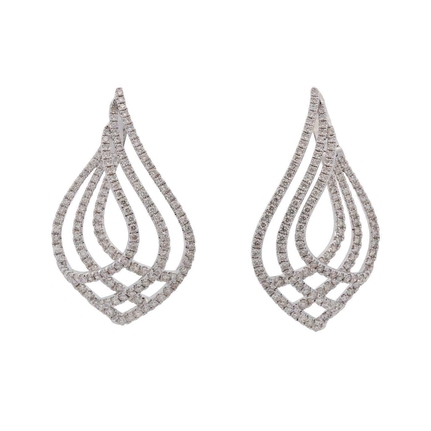 14kt White Gold 4.13ct Diamond Raindrop Earrings