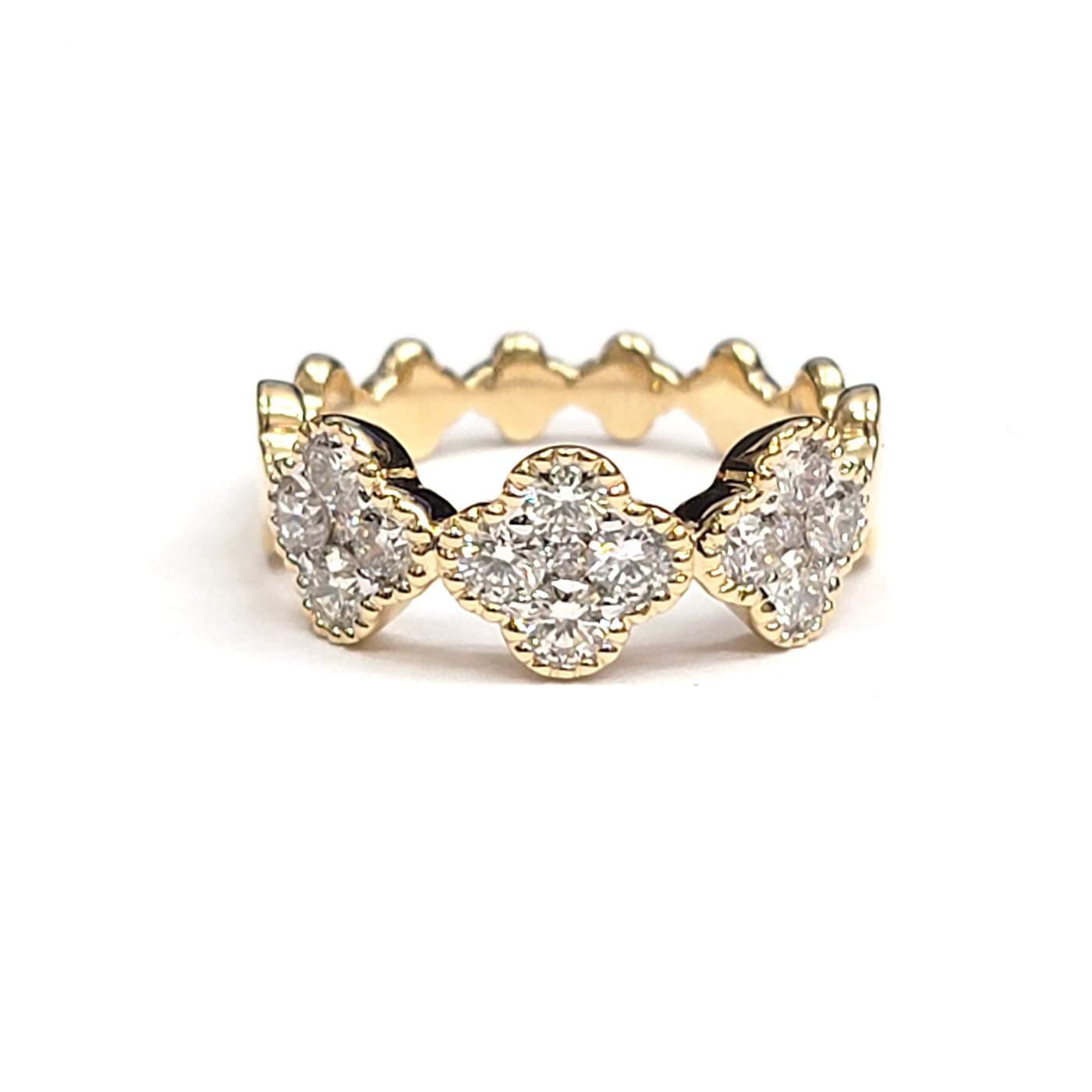 14kt Yellow Gold 1.12ct Diamond Clover Milgrain Ring