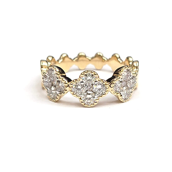 14kt Yellow Gold 1.12ct Diamond Clover Milgrain Ring