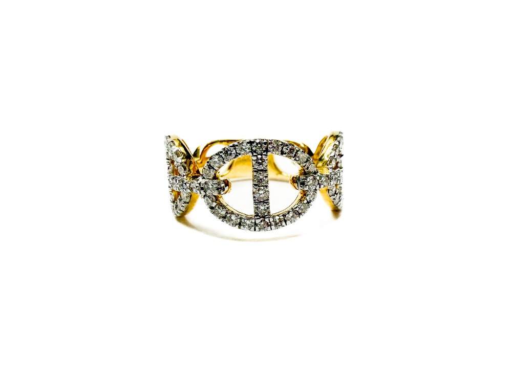 14kt Yellow Gold 0.99ct Diamond Equestrian Link Ring