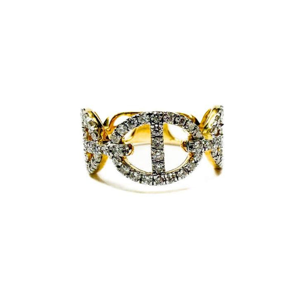 14kt Yellow Gold 0.99ct Diamond Equestrian Link Ring