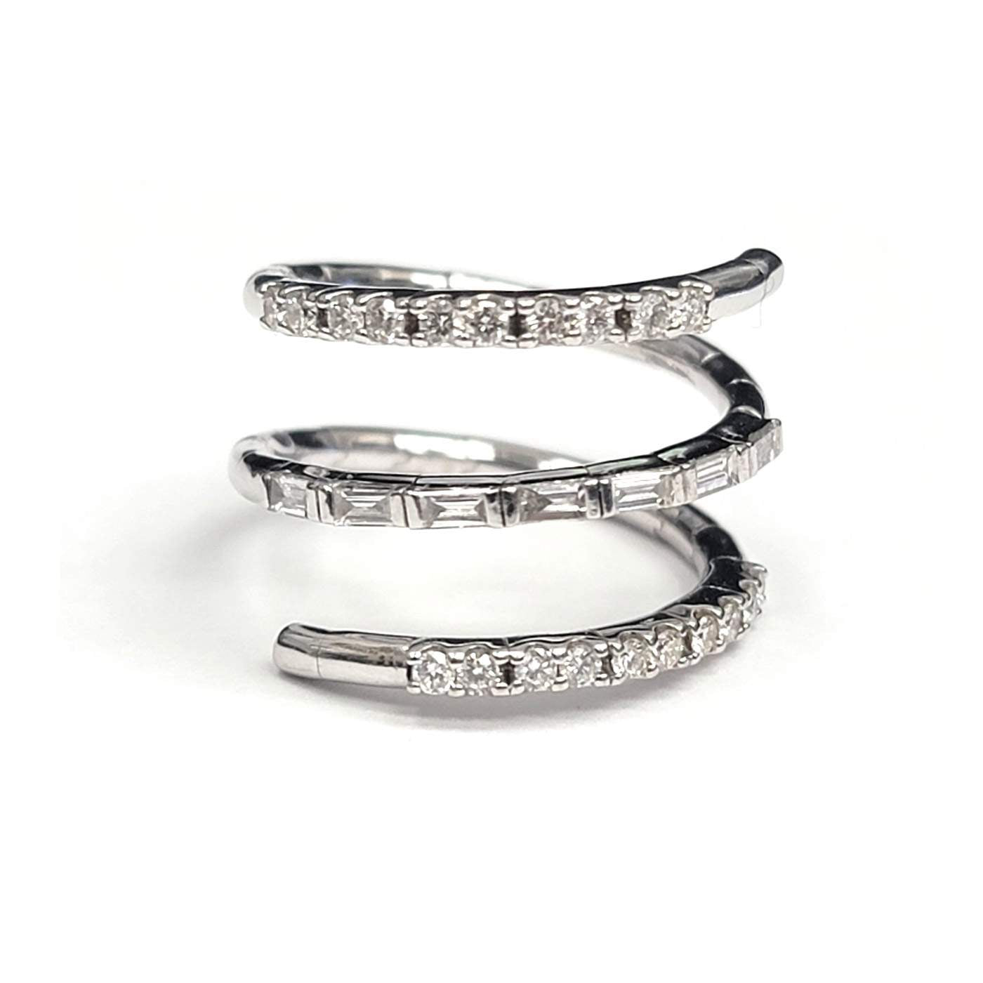 14kt White Gold 0.52ct Diamond Spiral Three-Row Ring