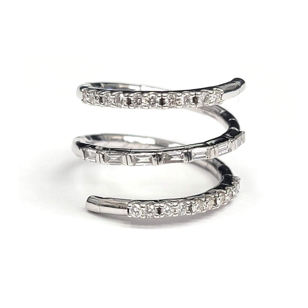 14K White Gold  ~..52Ctw Diamond Spiral Three Row Ring Provident Jewelery