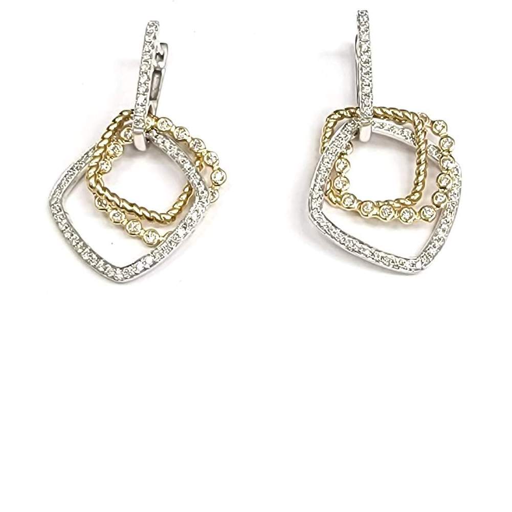 14kt Two-Tone Gold 1.01ct Diamond Square Dangle Earrings