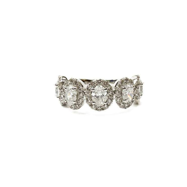 14K White Gold ~2.00 Ctw Oval Diamond Halo Band